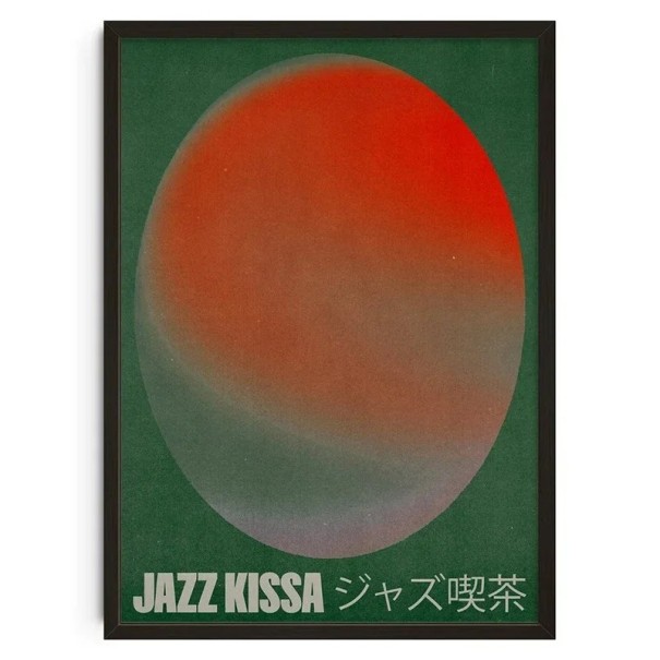 Plakato da parete astratto aura motiv Jazz Kissa 30 x 40 cm stampa su tela rosso-verde senza cornice decorazione per la casa 1