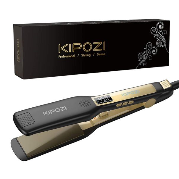 Plancha de pelo con pantalla LCD negro