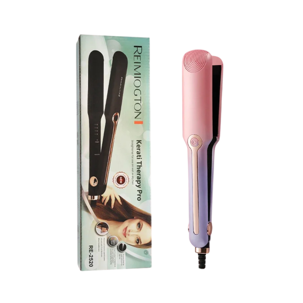 Plancha de pelo de cerámica con iones negativos, placa calefactora ancha de 60 x 15 mm, temperatura ajustable, enchufe europeo, alisador y rizador. rosa
