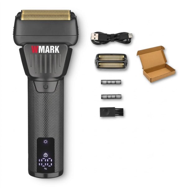 Planlægningsbar barbermaskine til mænd Dobbeltblad med titanbelægning LED-display 1400 mAh Driftstid 200 minutter IPX5 Sort Barbering til glat 1