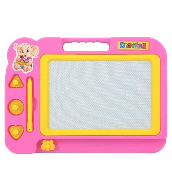 Plansa de desen magnetica pentru copii 27 x 20 cm cu creion si 3 magneti Inima Cerc Triunghi Jucarie creativa Desen roz