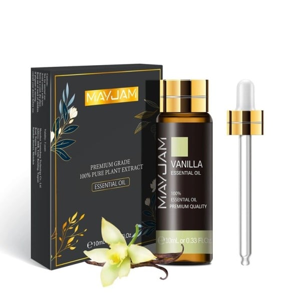 Plant Essential Oil 10 ml with Dropper Natural Aromatic Oil for Humidifier and Diffuser Relaxation Scent Home Aromatherapy Vanilla