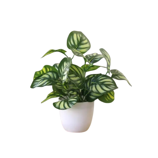 Planta verde artificial en maceta de plástico de 22 x 20 cm, planta decorativa falsa, decoración para el hogar y la oficina, decoración verde 1