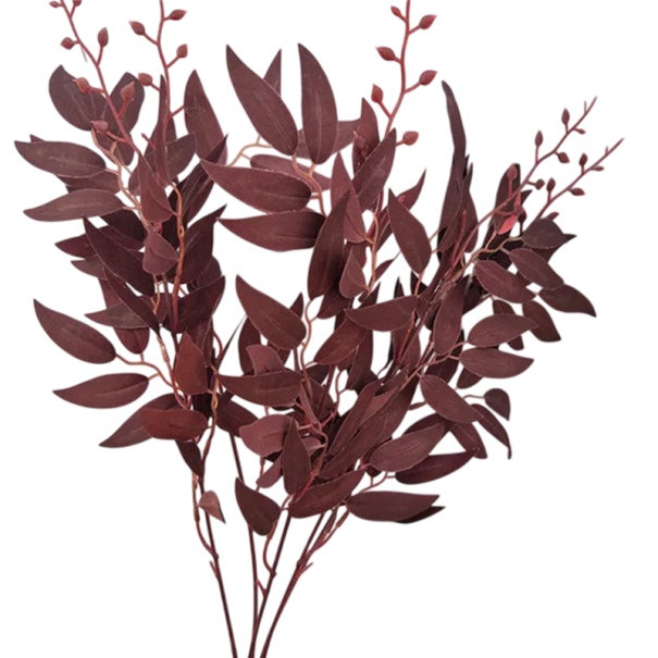Plantas de relva artificiais em ramo decorativo pendente de 55 cm em plástico e tecido de seda, decoração de interior suspensa para vaso vermelho