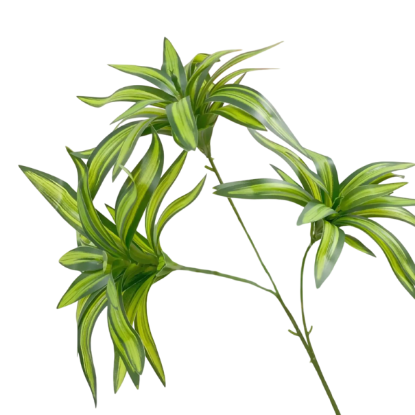 Plante artificielle 70 cm Branche tropicale en plastique avec des feuilles rayées vertes et jaunes Décoration moderne pour vase, pot de fleurs 1