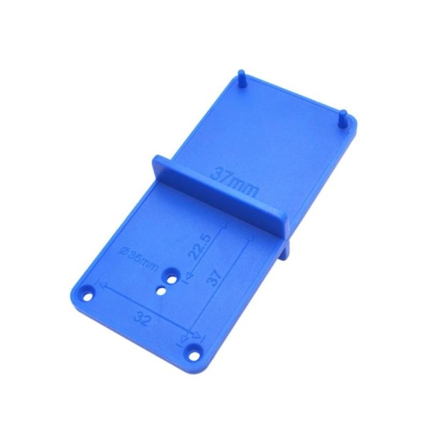 Plantilla de perforación para instalación de bisagras azul