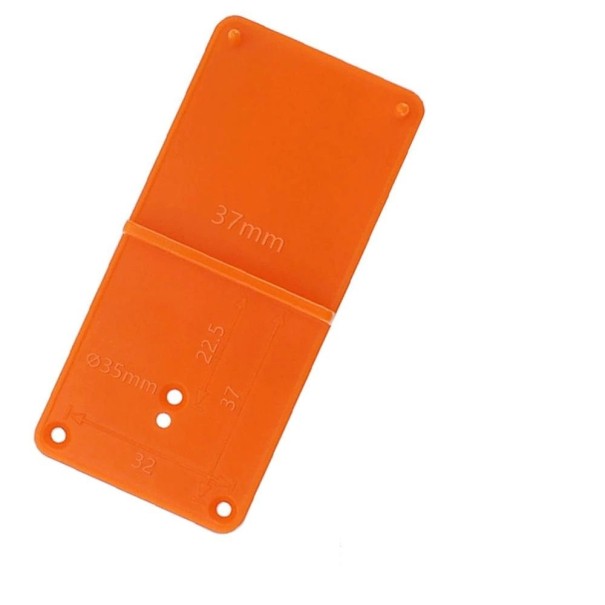 Plantilla de perforación para instalación de bisagras naranja