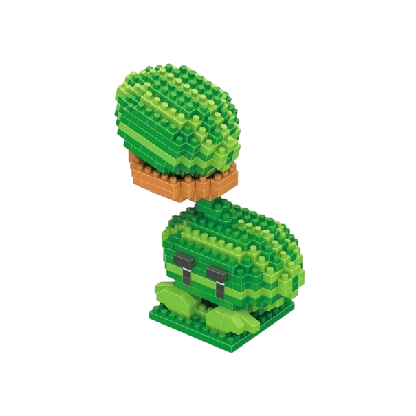 Plants vs Zombies -pelin kokoontaitettava vesimelonihahmo, 380 osaa. Minirakennussarja, pelihahmo. Rakennussarja lapsille ja keräilijöille, 9,5 x 6,5 x 10 cm. 1