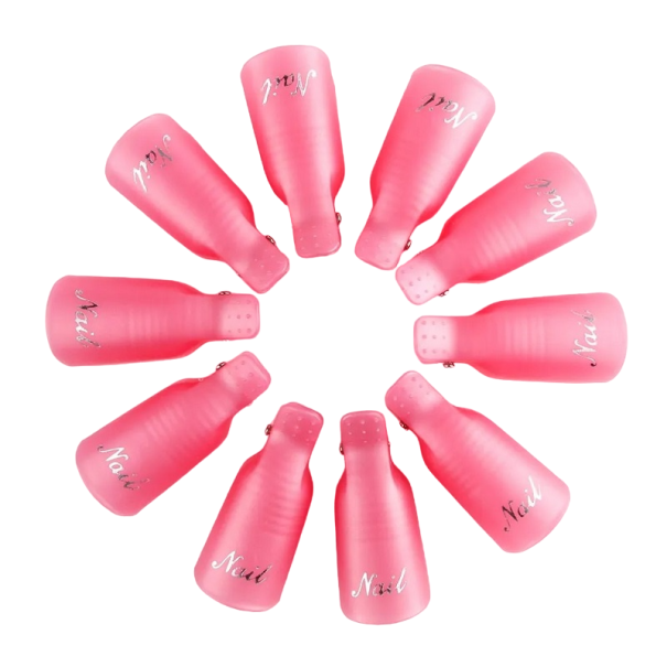 Plast färgglada nagelklämmor för att ta bort UV Gel Polish konstgjorda nagelborttagningsverktyg 10 st rosa