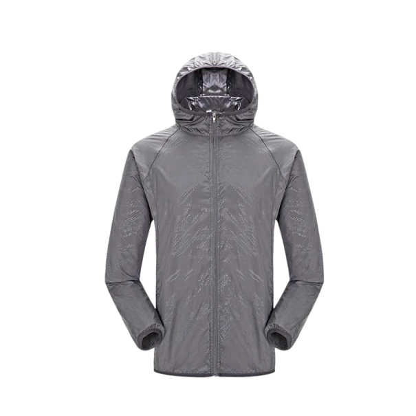 Pláštěnka unisex lehká bunda s kapucí zip zapínání polyester spandex pro ochranu proti dešti a venkovní nošení šedá S