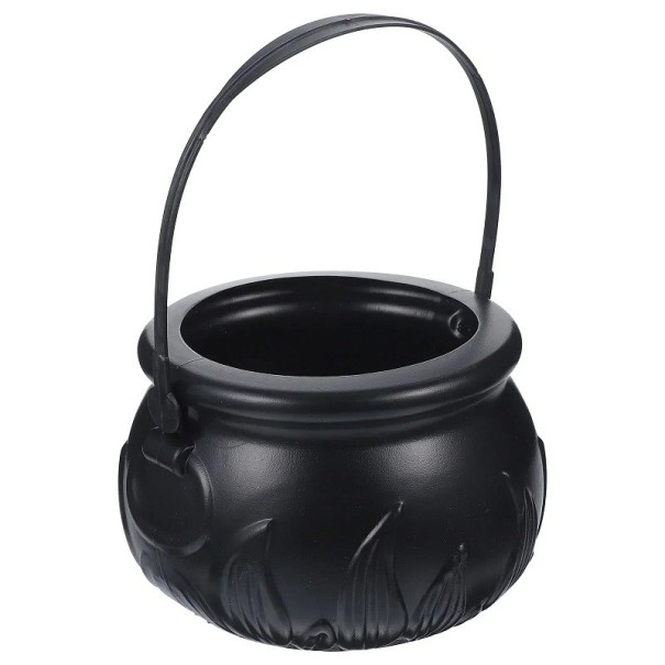 Plastic Black Pot Candy Jar in the Shape of a Witch's Cauldron Halloween Decoration Durable Sweet Pot Halloween Bucket for Trick or Treating for Children 14 cm 1