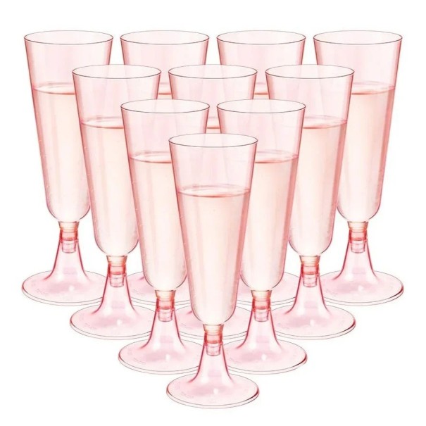 Plastic champagneglazen 25 stuks 150–160 ml elegante champagnefluiten plastic verschillende kleurvarianten glazen voor mousserende wijn voor feesten en partijen roze