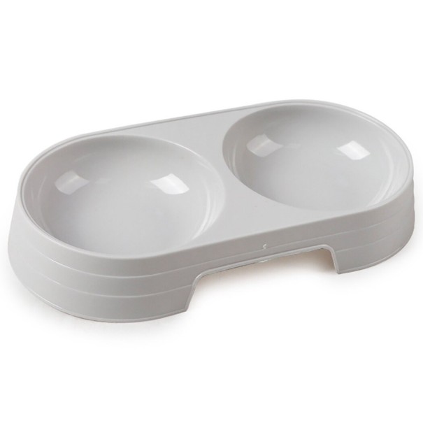 Plastic Double Bowl for Dogs and Cats light grey