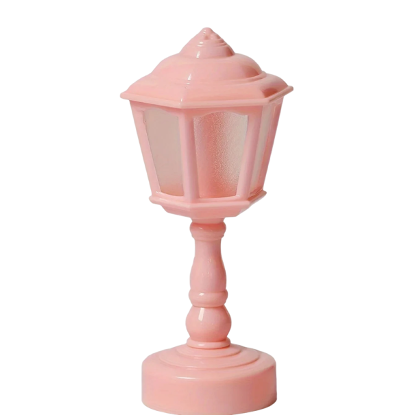 Plastic Night Light for Table LED Lamp Compact 14 x 6.5 cm Portable Lighting for Bedroom Children's Room with Battery pink