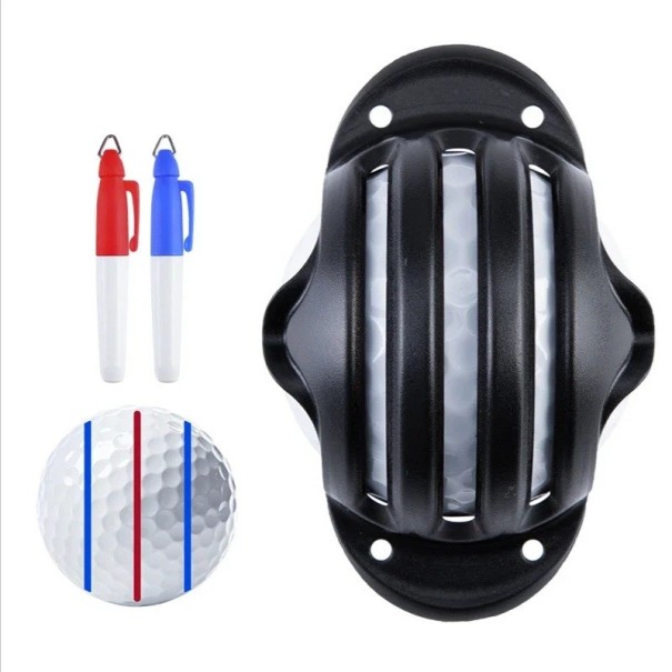 Plastic Template for Marking Golf Balls with 3 Lines 1 pc + 2 Markers Alignment Aid for Putting Golf Accessories 1