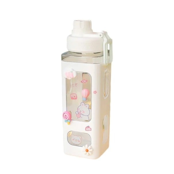 Plastik-Trinkflasche mit Strohhalm und Silikonoberfläche 900 ml BPA-frei Plastikflasche für den täglichen Getränkegenuss weiß