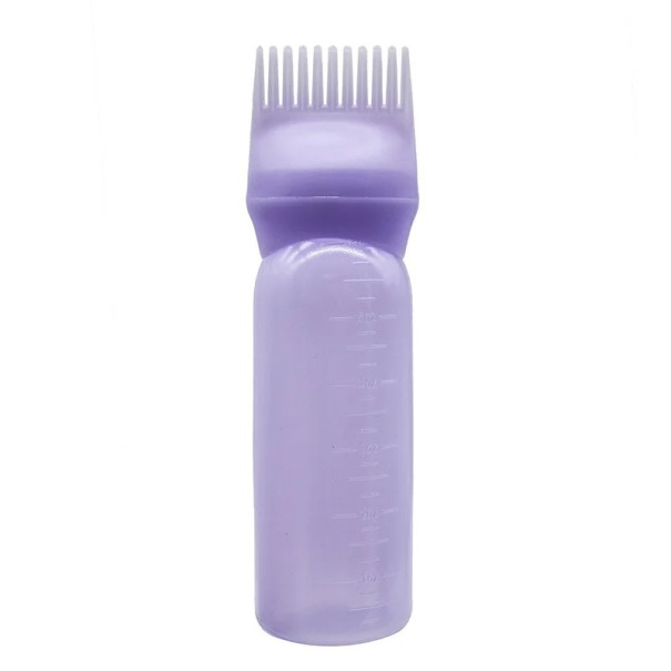 Plastikowa butelka aplikacyjna z grzebieniem 17x4,5 cm Aplikator salonowy do oleju i koloru Profesjonalne artykuły dla fryzjerów i barberów fioletowy