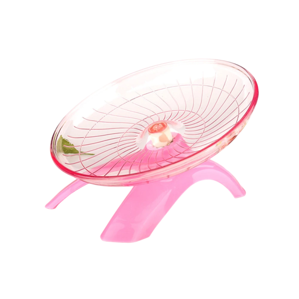 Plastisk flyvende tallerken til gnavere 18 cm Stille løbehjul Udeareal til hamster Mus Rotte Løgelegetøj Burkarussel Kæledyr rosa
