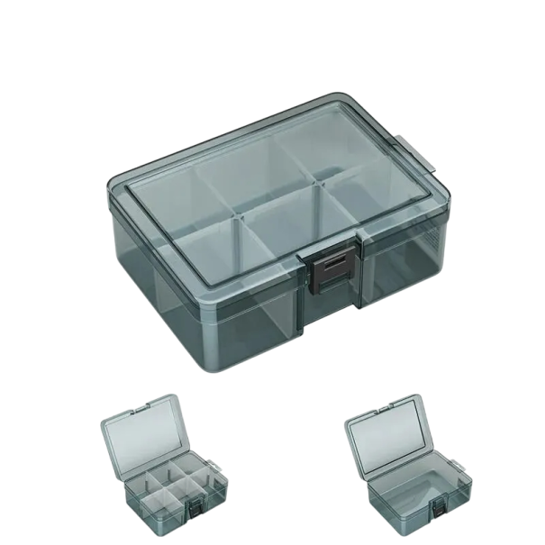 Plastová krabička na šroubky 6 přihrádek 16.4 x 11.8 x 6 cm Úložný box na nářadí Součástky Vrtáky Elektroniku 1