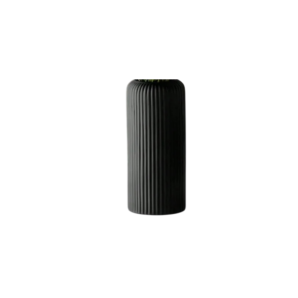 Plastová váza 20 cm Ryhovaný povrch Moderný minimalistický dizajn Farba čierna alebo biela Priemer 9,5 cm Odolná a ľahká dekorácia čierna