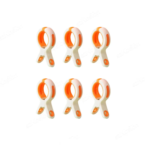 Plastové silné kolíčky na prádlo 6 ks 11 x 6 x 2 cm Pevné rozevírání až 7,7 cm Větruodolné kolíčky na šňůru Robustní design pro domácnost i kempování oranžová