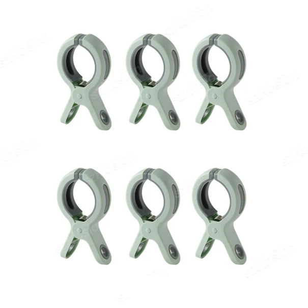 Plastové silné kolíčky na prádlo 6 ks 11 x 6 x 2 cm Pevné rozevírání až 7,7 cm Větruodolné kolíčky na šňůru Robustní design pro domácnost i kempování zelená