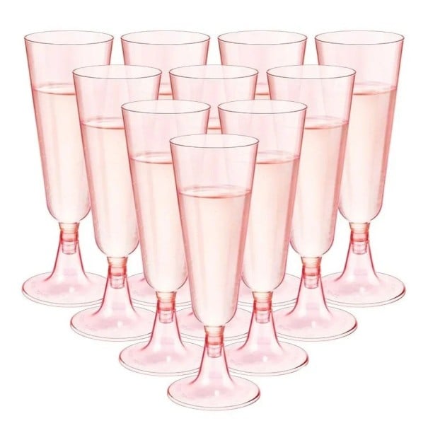 Plastové skleničky na sekt 25 ks 150–160 ml elegantné šampanské flauty plast rôzne farebné varianty sklenice na šumivé víno pre oslavy a párty ružová
