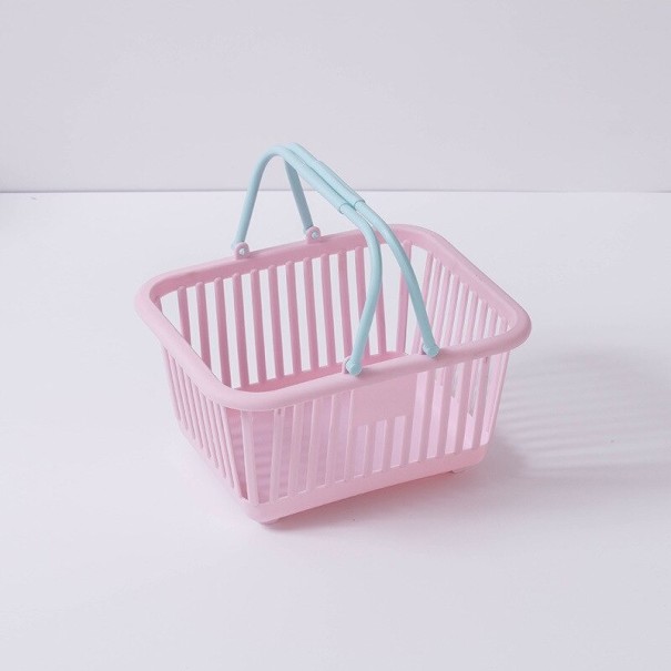 Plastový organizér ve tvaru nákupního košíku světle růžová