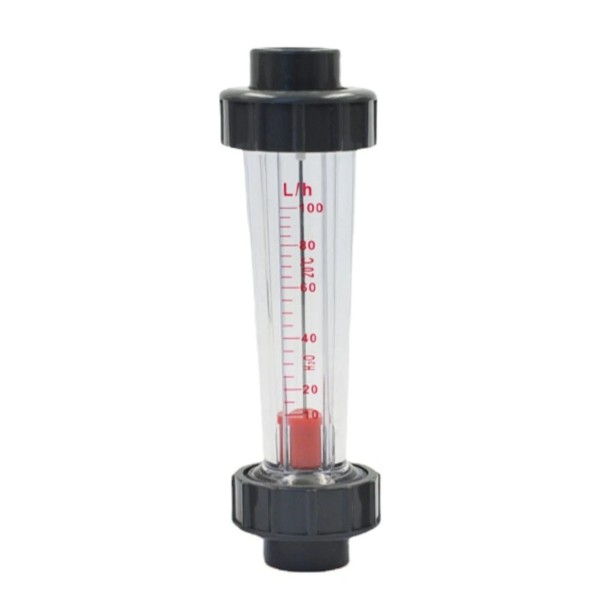 Plastový plovákový průtokoměr rotametr DN15 60-600 l/h s lepenou objímkou na měření průtoku vody a kapalin průhledný do potrubí 1