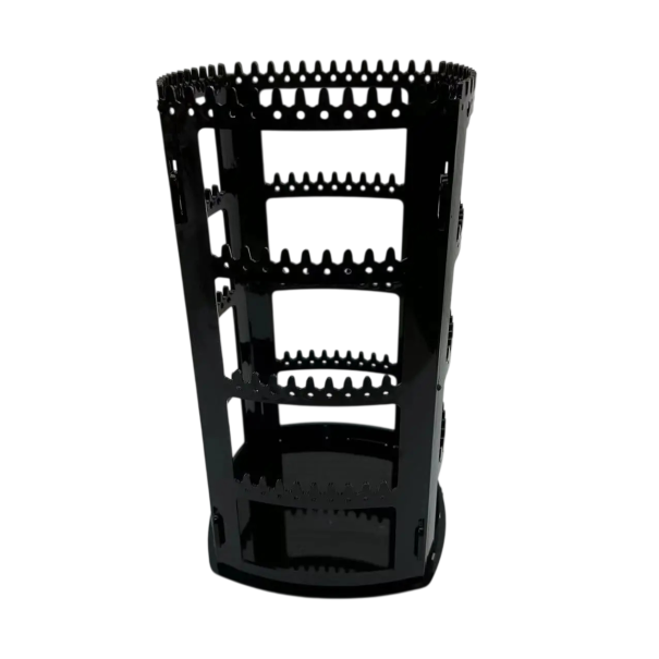 Plastový stojan na náušnice otočný organizér na šperky 29,5 × 16 × 16 cm stolní držák pro vystavení náušnic černá