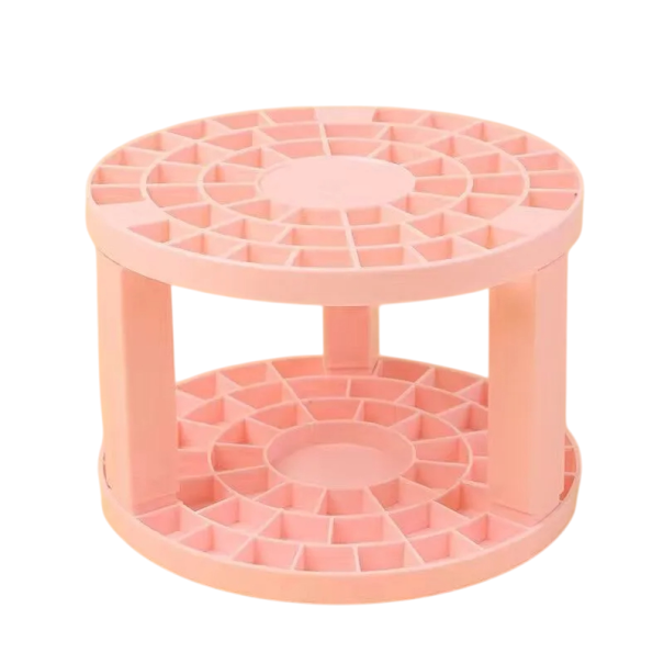 Plastový stojan na štetce na make-up 14 x 10,3 cm Úložný box na rúže Kozmetický organizér na stôl Toaletný stolík Kozmetické pomôcky ružová