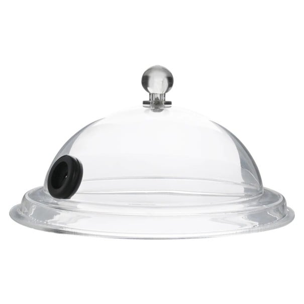 Plastowa naczynie z pokrywką i otworem na dym 31 cm przezroczysta miska do serwowania potraw i efektownej prezentacji 1