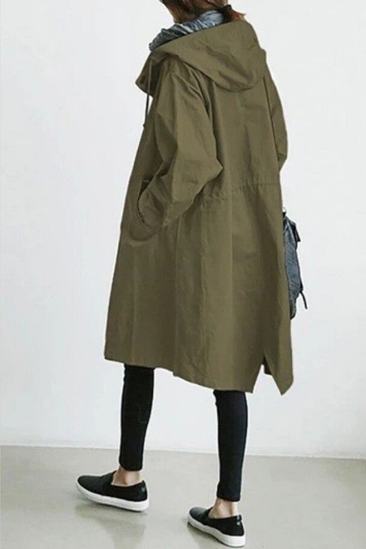 Płaszcz damski P1396 zieleń wojskowa XS