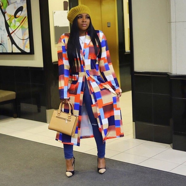 Płaszcz damski w kratę P1995 XL 3