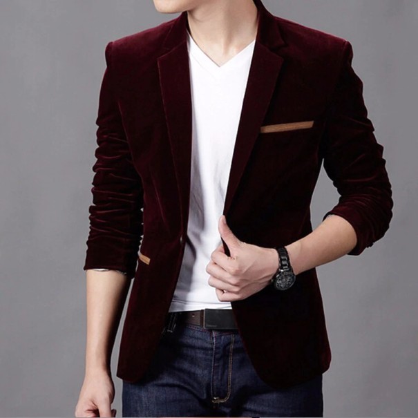 Płaszcz męski casual J2229 wino XL
