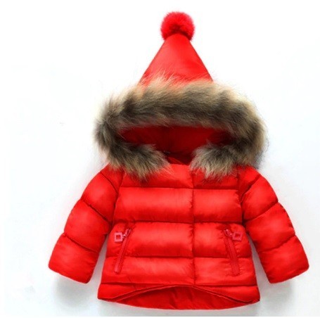 Płaszcz zimowa dziewczęca z kapturem J1907 czerwony 4