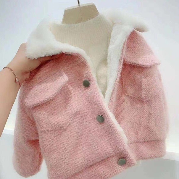 Płaszcz zimowy dziecięcy L1897 różowy 9-12 miesięcy