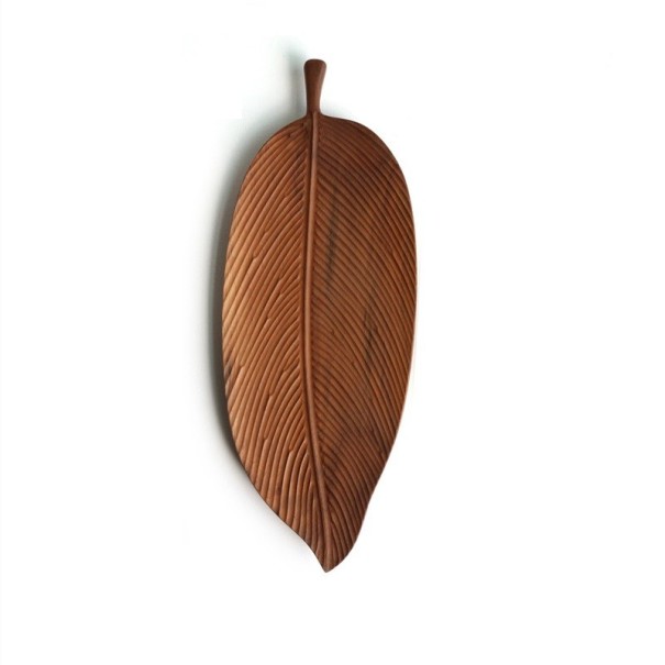 Plateau en bois en forme de feuille L 1