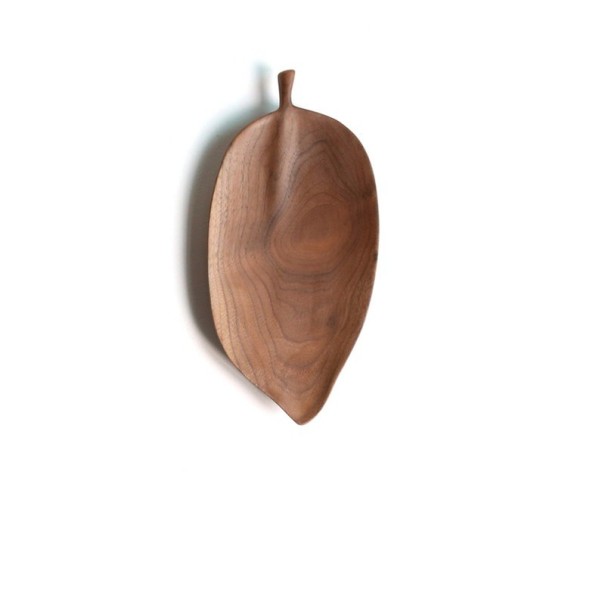 Plateau en bois en forme de feuille S 2