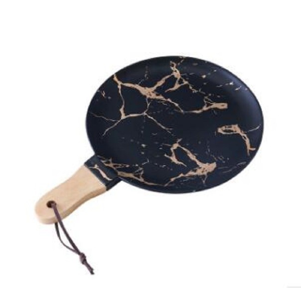 Plateau en céramique pour pizza noir S