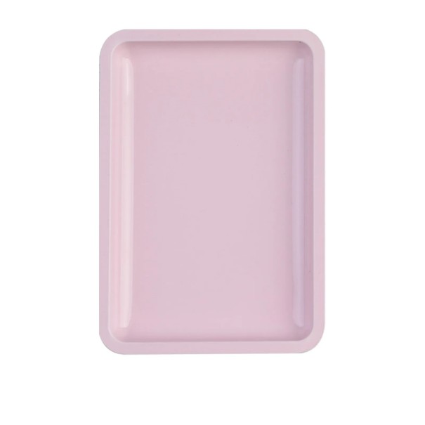 Plateau en métal coloré 15x13 cm plateau de rangement rectangulaire en acier inoxydable plusieurs couleurs utilisation universelle coupelle de rangement maison atelier rose