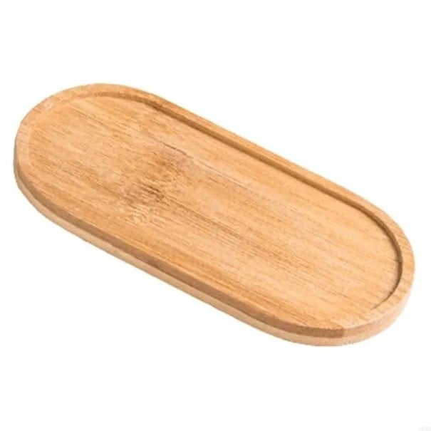 Plateau ovale en bambou 16,5 x 8 x 1 cm, plateau de lavabo en bois imperméable, base décorative pour bouteilles de savon, pour salle de bain 1