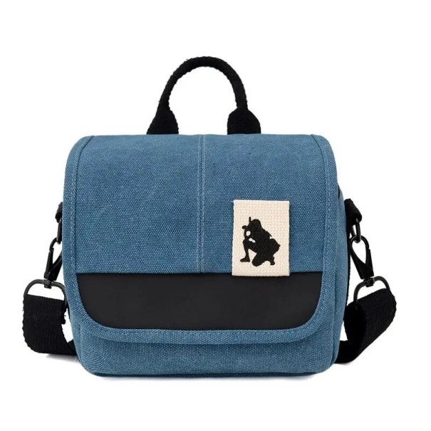 Plátené puzdro na fotoaparát 18 x 10 x 15 cm pre Canon Ochranný obal s priehradkami a popruhom na fotenie modrá