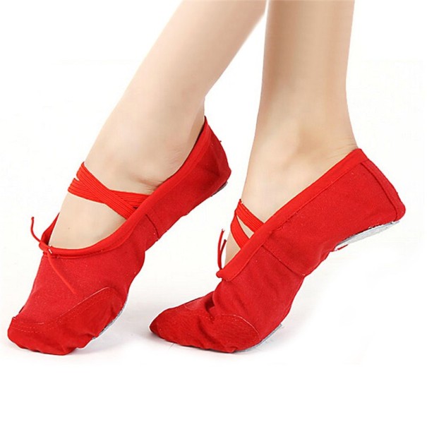 Plátené tanečné baletné topánky červená 35