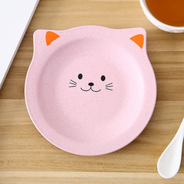 Plato de plástico gato rosa