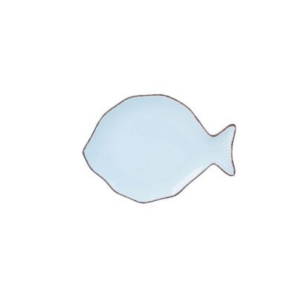 Plato de porcelana pez azul claro 2