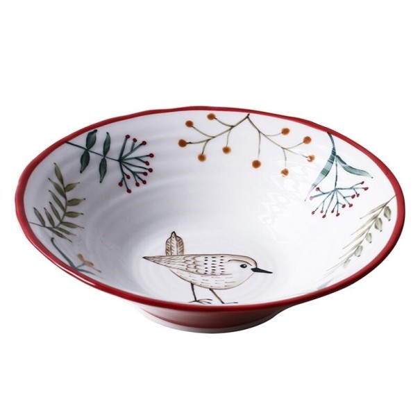 Plato pintado con animales rojo