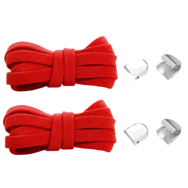Platta elastiska skosnören 8 mm 105 cm 1 par Snabb snörning utan knytning för sneakers Barn och vuxna Universellt tillbehör röd