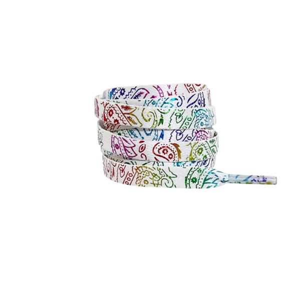 Platte patroon schoenveters 160 cm Kleurrijke polyester katoenen schoenveters Stijlvolle accessoire Mode schoenveters voor sneakers Enkellaarsjes wit - gekleurde veters