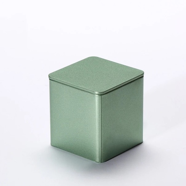 Plechová dárková krabička malá 85 × 85 × 90 mm kovová dóza barevné balení na čaj kávu cukr drobnosti organizér s víkem zelená